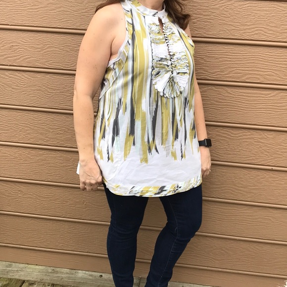 BCBGMaxAzria Tops - BCBG MaxAzaria Olive & Gray Sleeveless Tunic Large